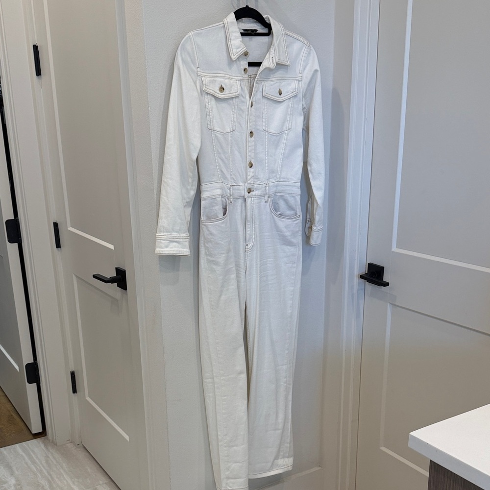Massimo Dutti White Denim Jumpsuit